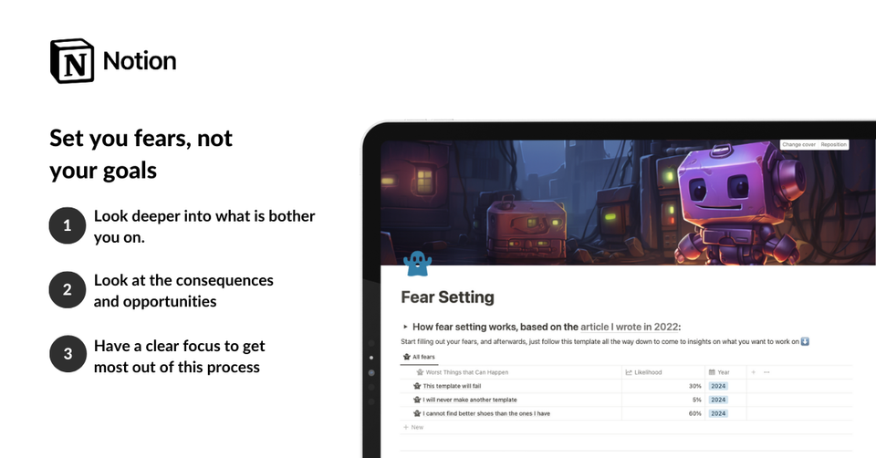 Notion Template – Set your fears
