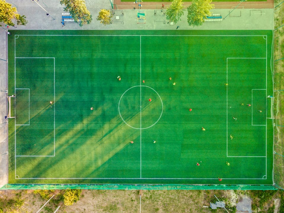 aerial view of soccer field